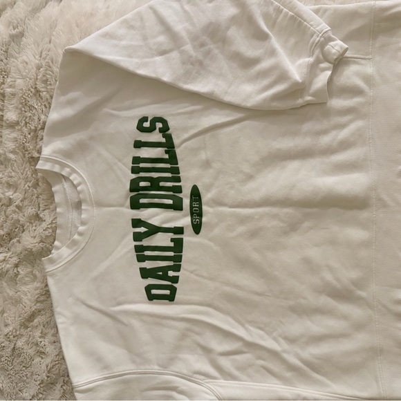 Daily Drills Oversized Sport Crew - Raw White with DD Green - Picture 4 of 8